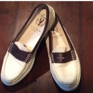 Off white and brown Cole Haan loafers